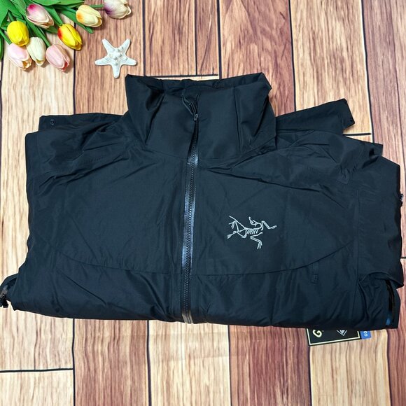 Men's Goose Down Arcteryx Logo Waterproof Warm Hooded Ski Down Jacket Size L - Picture 8 of 10